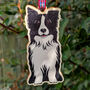 Collie Dog Hanging Wooden Christmas Decoration, thumbnail 4 of 6