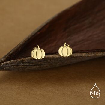 Sterling Silver Pumpkin 18 G Screw Back Stud Earring With Ball Backs, 3 of 11