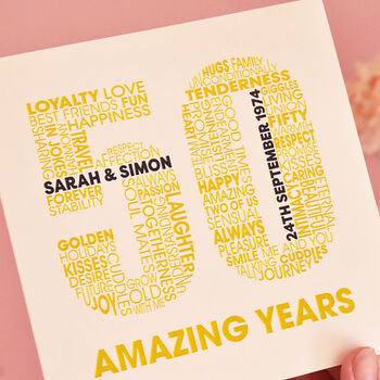 Personalised Golden 50th Wedding Anniversary Card, 2 of 5