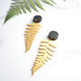 Gold Plated Fern Statement Drop Earrings, thumbnail 2 of 4