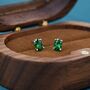 Sterling Silver Emerald Green Moissanite Cz Stud Earrings, thumbnail 3 of 11