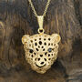 Leopard Pendant In 18 Carat Gold Vermeil With Sapphires, thumbnail 1 of 5