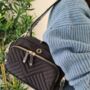 Greta Black Nylon Leather Cross Body Bag, thumbnail 1 of 4