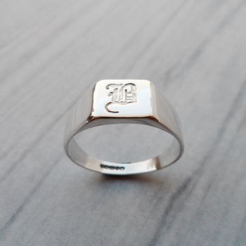 Personalised Initial Silver Signet Ring, 2 of 4