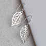 Sterling Silver Leaf Dangly Earrings, thumbnail 2 of 4
