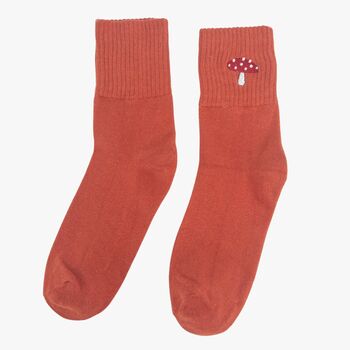 Women's Toadstools Embroidered Cotton Ankle Socks Five Pack, 4 of 7