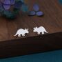 Tricerotops Dinosaur Stud Earrings In Sterling Silver, thumbnail 2 of 11