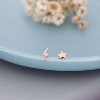 Mismatched Star And Lightning Bolt Stud Earrings, 8 of 11