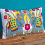 White Trunk Up Elephant Embroidered Cushion Cover, thumbnail 2 of 7