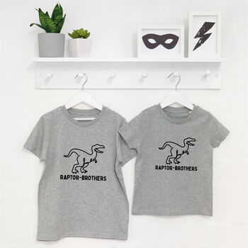 Matching Dinosaur T Shirts Raptor Brothers, 2 of 6