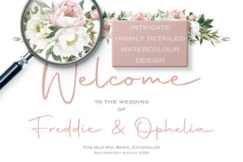Wedding Welcome Sign Pink And White Peony, 2 of 5
