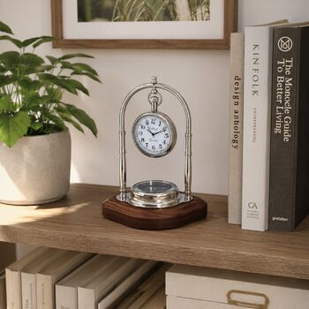 Personalised Chrome 6th Anniversary Desk Clock With Compass, 5 of 12