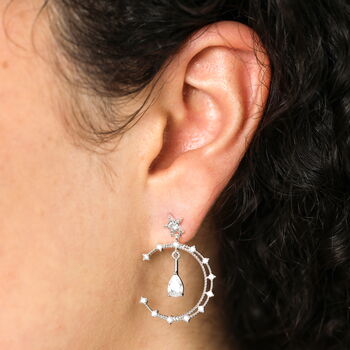 Crystal Moon And Teardrop Drop Earrings, 3 of 10