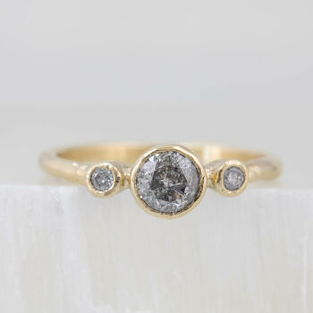 'Sylvie' Salt And Pepper Diamond Engagement Ring, 9 of 11
