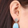 Hema Oval Earrings, Blue, thumbnail 3 of 4