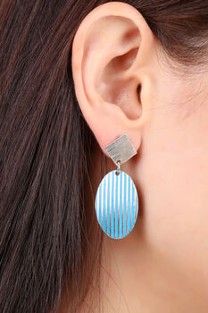 Hema Oval Earrings, Blue, 3 of 4