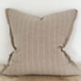 Mushroom And Cream Stripe Linen Cushion With Frayed Edges, thumbnail 4 of 4