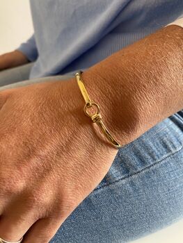 Gold Vermeil Oval Clasp Bangle – Personalised Gift Bracelet, 3 of 7