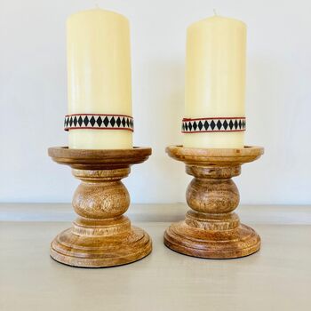 Pair Of Vintage Pillar Candlesticks, 5 of 8
