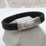 Men's Personalised Plaited Leather And Steel Bracelet, thumbnail 2 of 5