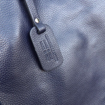 Tall Navy Blue Pebbled Leather Tote With Inner Bag, 4 of 7