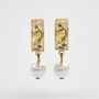 Blackberry Bramble Pearl Drop Gold Huggie Earrings, thumbnail 3 of 8