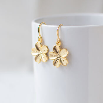 Gold Plated Flower Dangle Earrings, 7 of 10