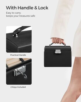 Three Tier Jewellery Box Lockable Organiser, 4 of 6