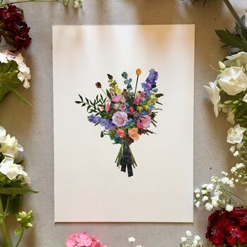 Personalised Bridal Wedding Bouquet Artwork, 3 of 11