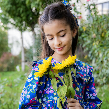 Sofia Girls Cotton Dress With Matching Hair Clip, 5 of 5