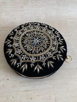 Black Handcrafted Velvet Bangle Clutch Bag, 4 of 8