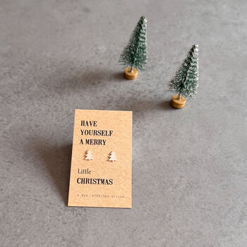 Merry Christmas Sterling Silver Tree Earrings, 4 of 11
