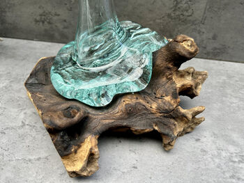 28cm Molten Glass Flower Stem Vase And Wine Decanter, 5 of 12