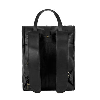 Vintage Style Black Roll Top Backpack For Laptop, 5 of 10