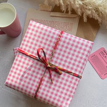 Pink Gingham Paper Fibre Wrapping/Patterned Paper Sheet, 12 of 12