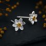 Sterling Silver And Yellow Gold Daffodil Stud Earrings, thumbnail 1 of 11