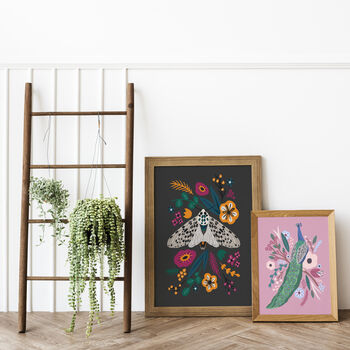 Peacock And The Peonies Print, 2 of 4