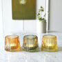 Coloured Ribbed Glass Tealight Holder, thumbnail 1 of 3