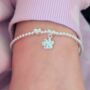 Sterling Silver Paw Print Beaded Stretch Bracelet, thumbnail 1 of 6