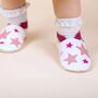 Dotty Fish Pink Twinkle Soft Leather Baby Shoes With Non Slip Sole, thumbnail 2 of 10