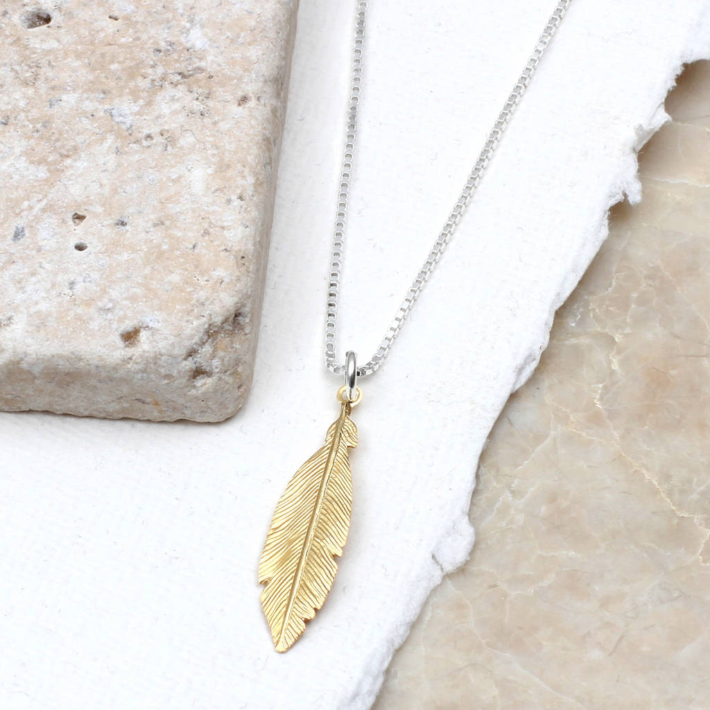 Silver And Gold Plated Personalised Feather Necklace By Hurleyburley ...
