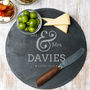Personalised Mr And Mrs Wedding Date Round Bread Board, thumbnail 3 of 5