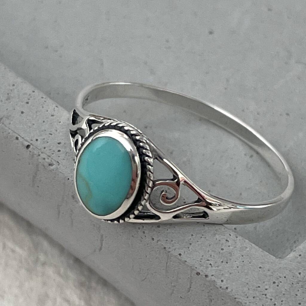 Sterling Silver Turquoise Ring, Boho Jewellery, 1 of 9