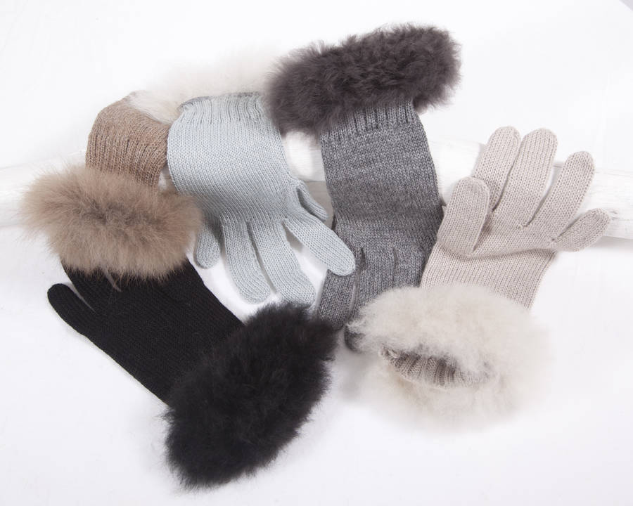 alpaca fur trim gloves by samantha holmes | notonthehighstreet.com