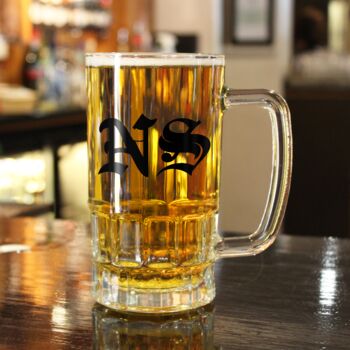 Monogrammed Medieval Style Beer Glass Tankard, 6 of 7