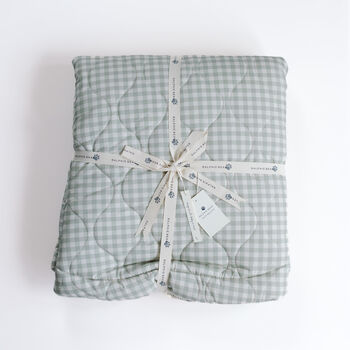 Gingham Sage Quilted Playmat, 2 of 7