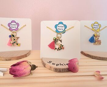 Floral Initial Tassel Necklace Stand Up Gift In Box, 6 of 12