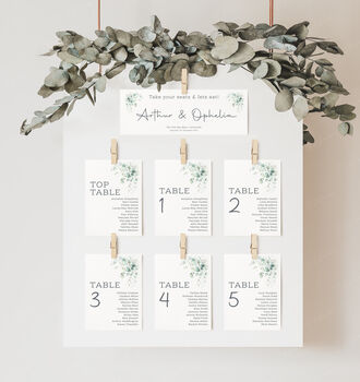 Wedding Seating Plan Cards Eucalyptus, 6 of 7