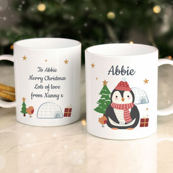 Personalised Christmas Penguin Plastic Mug – Perfect For Children’s Christmas Drinks, 3 of 5