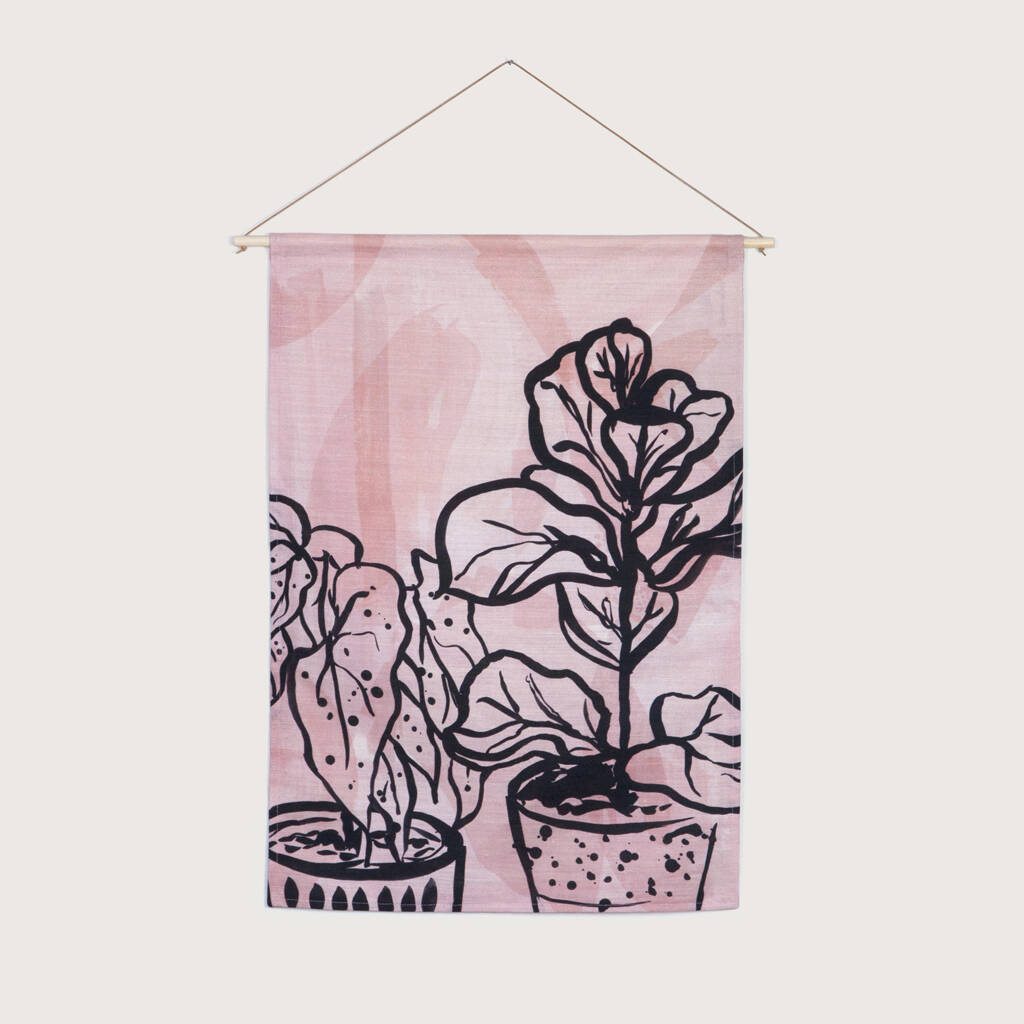 Pink And Black Houseplant Wall Hanging By Emma Alviti ...